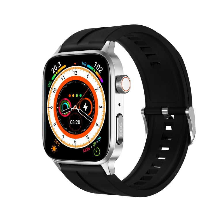 GT22 1.85 นิ้วหน้าจอ TFT วงซิลิโคนสุขภาพสมาร์ทวอทช์รองรับการโทรผ่าน Bluetooth / ออกซิเจนในเลือดที่ราบสูง / อุณหภูมิของร่างกาย / การเต้นของหัวใจ / การตรวจวัดอัตราการเต้นของหัวใจ TI, Silicone Band (Black), Silicone Band (Black Silver)