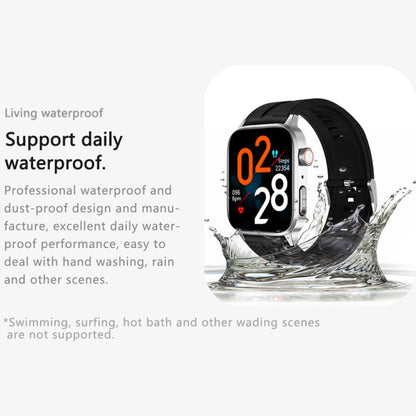 GT22 1.85 นิ้วหน้าจอ TFT วงซิลิโคนสุขภาพสมาร์ทวอทช์รองรับการโทรผ่าน Bluetooth / ออกซิเจนในเลือดที่ราบสูง / อุณหภูมิของร่างกาย / การเต้นของหัวใจ / การตรวจวัดอัตราการเต้นของหัวใจ TI, Silicone Band (Black), Silicone Band (Black Silver)
