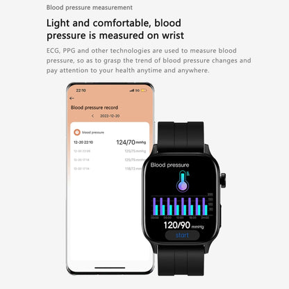 GT22 1.85 นิ้วหน้าจอ TFT วงซิลิโคนสุขภาพสมาร์ทวอทช์รองรับการโทรผ่าน Bluetooth / ออกซิเจนในเลือดที่ราบสูง / อุณหภูมิของร่างกาย / การเต้นของหัวใจ / การตรวจวัดอัตราการเต้นของหัวใจ TI, Silicone Band (Black), Silicone Band (Black Silver)