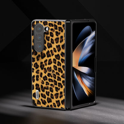 ABEEL เคสโทรศัพท์เสือดาวขอบดำ, For Samsung Galaxy Z Fold5, For Samsung Galaxy Z Flip5