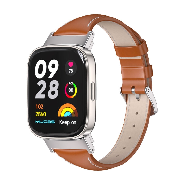 Mijobs สายนาฬิกาหนังแท้แบบบาง, For Redmi Watch 3