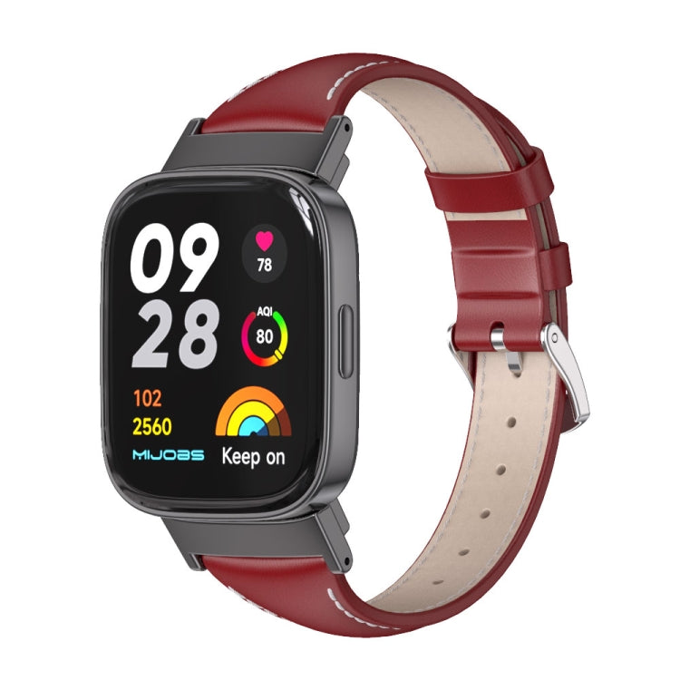 Mijobs สายนาฬิกาหนังแท้แบบบาง, For Redmi Watch 3