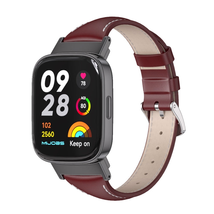 Mijobs สายนาฬิกาหนังแท้แบบบาง, For Redmi Watch 3