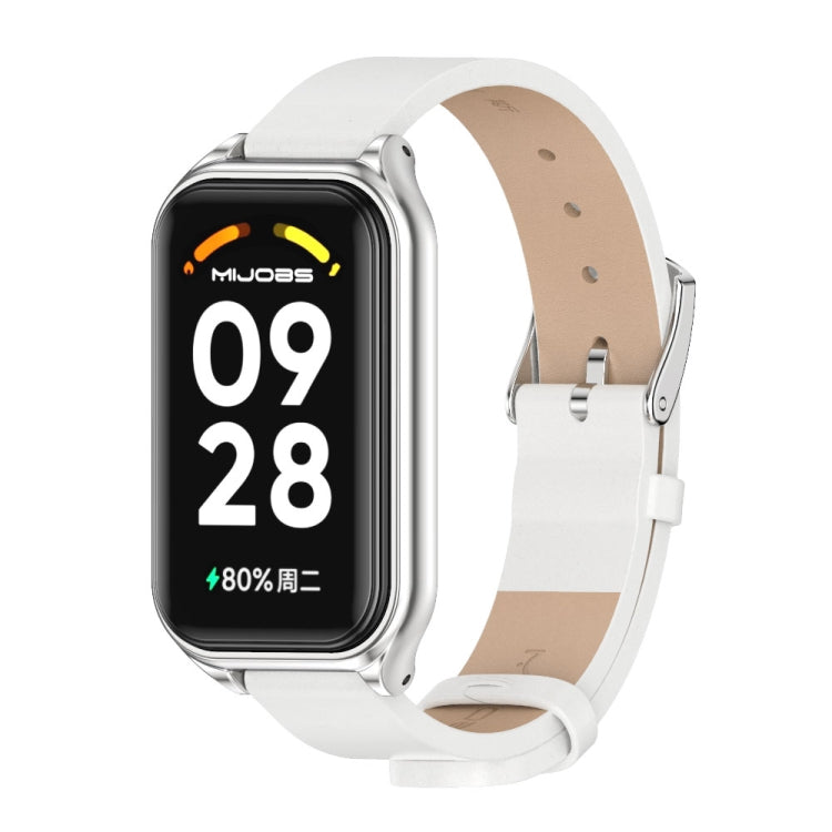 สายนาฬิกาหนัง Mijobs Metal Shell Microfiber PU, For Xiaomi Smart Band 8 Active / Redmi Band 2