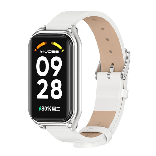 สายนาฬิกาหนัง Mijobs Metal Shell Microfiber PU, For Xiaomi Smart Band 8 Active / Redmi Band 2