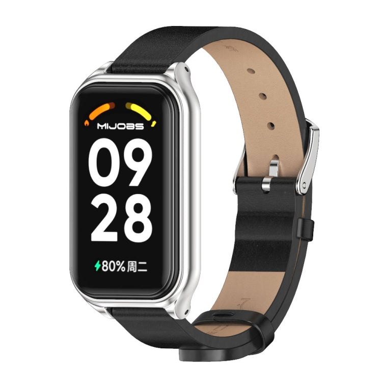 สายนาฬิกาหนัง Mijobs Metal Shell Microfiber PU, For Xiaomi Smart Band 8 Active / Redmi Band 2