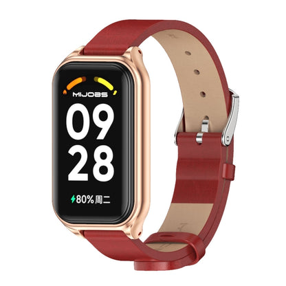 สายนาฬิกาหนัง Mijobs Metal Shell Microfiber PU, For Xiaomi Smart Band 8 Active / Redmi Band 2