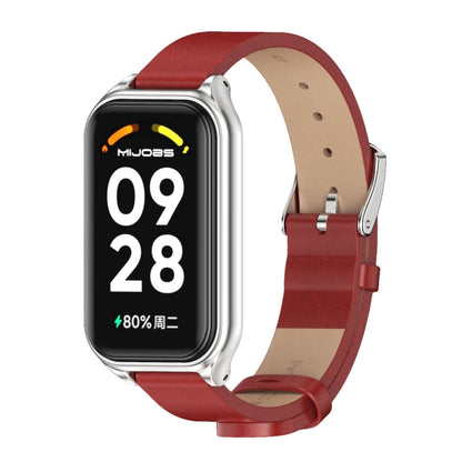 สายนาฬิกาหนัง Mijobs Metal Shell Microfiber PU, For Xiaomi Smart Band 8 Active / Redmi Band 2
