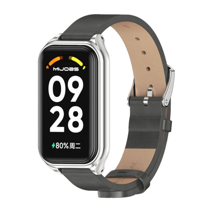 สายนาฬิกาหนัง Mijobs Metal Shell Microfiber PU, For Xiaomi Smart Band 8 Active / Redmi Band 2