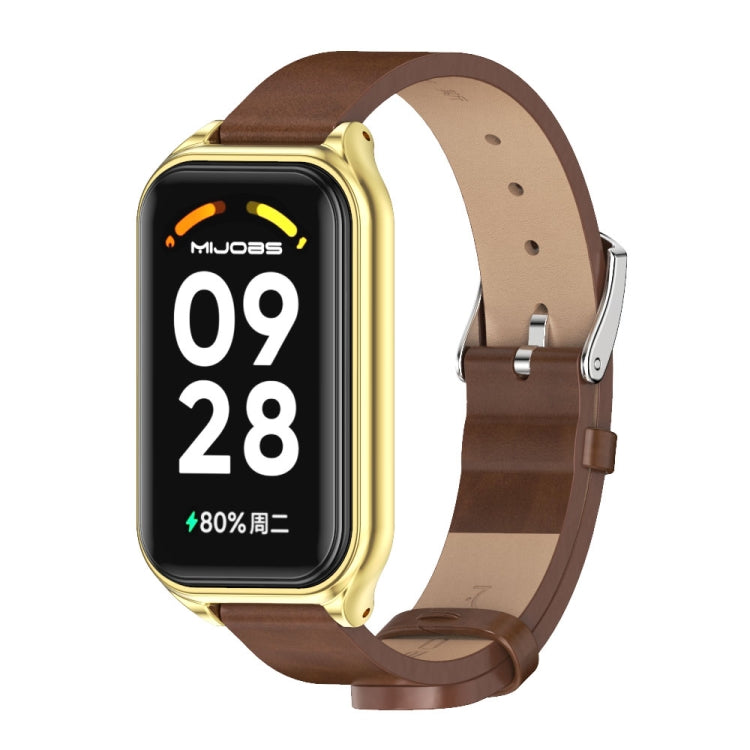 สายนาฬิกาหนัง Mijobs Metal Shell Microfiber PU, For Xiaomi Smart Band 8 Active / Redmi Band 2