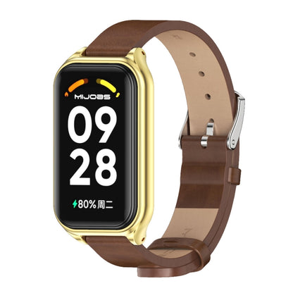 สายนาฬิกาหนัง Mijobs Metal Shell Microfiber PU, For Xiaomi Smart Band 8 Active / Redmi Band 2