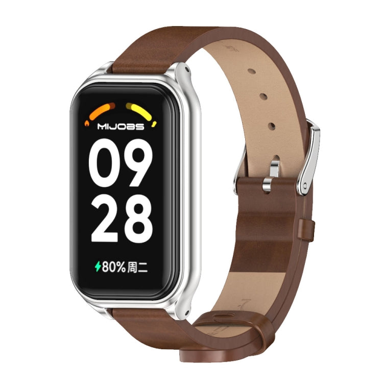 สายนาฬิกาหนัง Mijobs Metal Shell Microfiber PU, For Xiaomi Smart Band 8 Active / Redmi Band 2