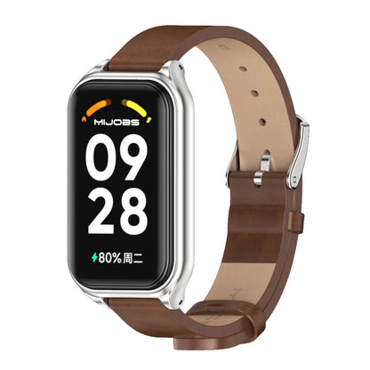 สายนาฬิกาหนัง Mijobs Metal Shell Microfiber PU, For Xiaomi Smart Band 8 Active / Redmi Band 2