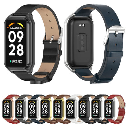 สายนาฬิกาหนัง Mijobs Metal Shell Microfiber PU, For Xiaomi Smart Band 8 Active / Redmi Band 2