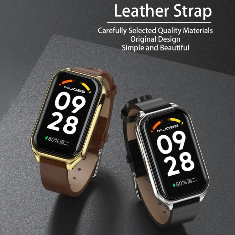 สายนาฬิกาหนัง Mijobs Metal Shell Microfiber PU, For Xiaomi Smart Band 8 Active / Redmi Band 2