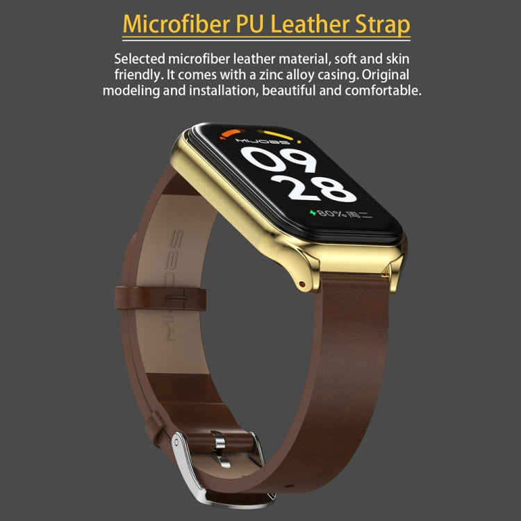 สายนาฬิกาหนัง Mijobs Metal Shell Microfiber PU, For Xiaomi Smart Band 8 Active / Redmi Band 2