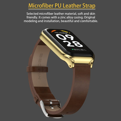 สายนาฬิกาหนัง Mijobs Metal Shell Microfiber PU, For Xiaomi Smart Band 8 Active / Redmi Band 2