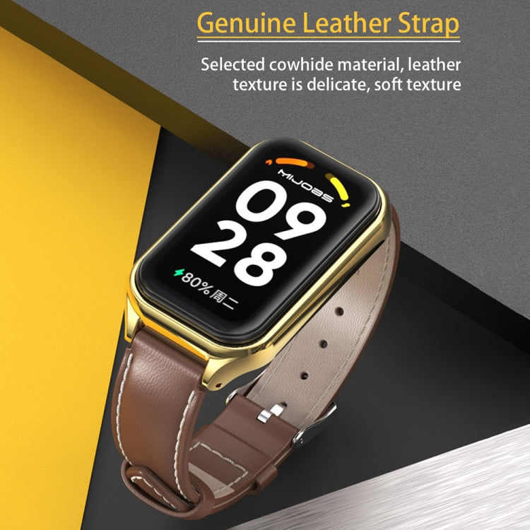 สายนาฬิกาหนัง Mijobs Metal Shell Microfiber PU, For Xiaomi Smart Band 8 Active / Redmi Band 2