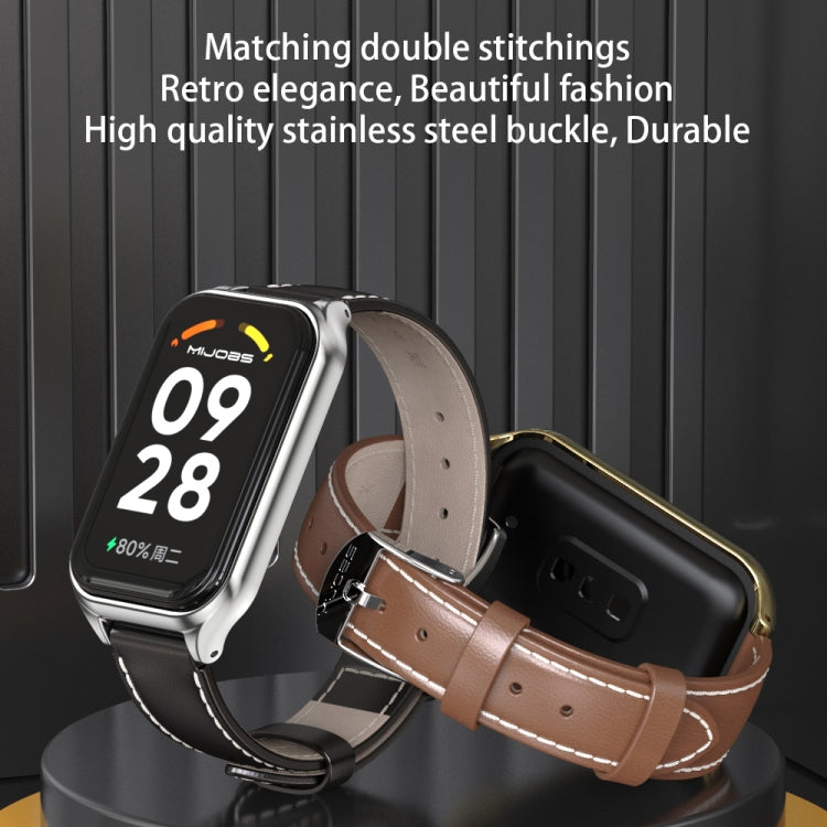 สายนาฬิกาหนัง Mijobs Metal Shell Microfiber PU, For Xiaomi Smart Band 8 Active / Redmi Band 2