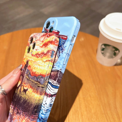 ลวดลายภาพวาดสีน้ำมัน เคสโทรศัพท์ PC แบบเคลือบเงา, For iPhone X / XS, For iPhone XR, For iPhone XS Max, For iPhone 8 Plus / 7 Plus