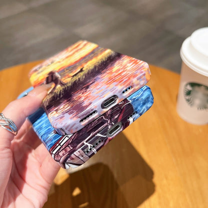 ลวดลายภาพวาดสีน้ำมัน เคสโทรศัพท์ PC แบบเคลือบเงา, For iPhone X / XS, For iPhone XR, For iPhone XS Max, For iPhone 8 Plus / 7 Plus