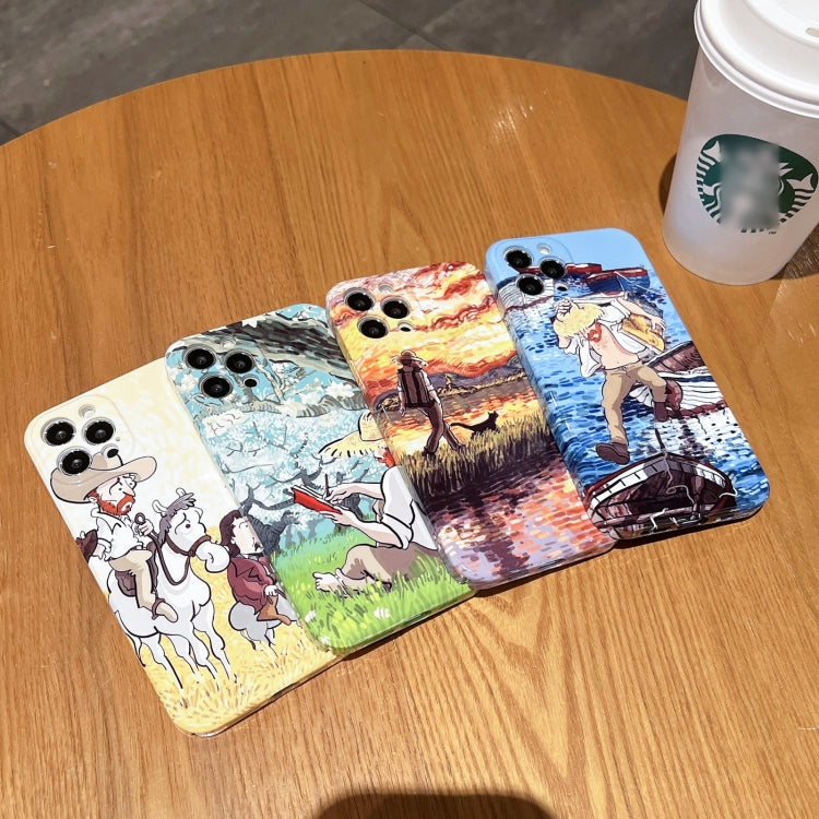 ลวดลายภาพวาดสีน้ำมัน เคสโทรศัพท์ PC แบบเคลือบเงา, For iPhone X / XS, For iPhone XR, For iPhone XS Max, For iPhone 8 Plus / 7 Plus