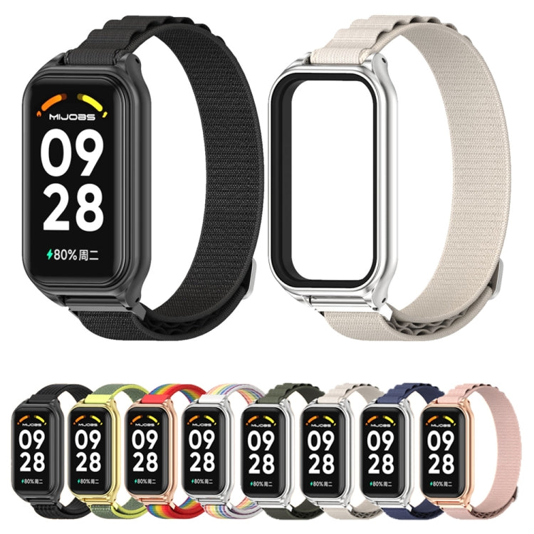 สายนาฬิกา Mijobs Metal Shell Nylon Breathable, For Xiaomi Smart Band 8 Active / Redmi Band 2