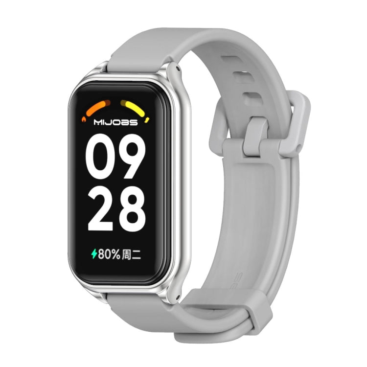 สายนาฬิกาซิลิโคน Mijobs Metal Shell, For Xiaomi Smart Band 8 Active / Redmi Band 2