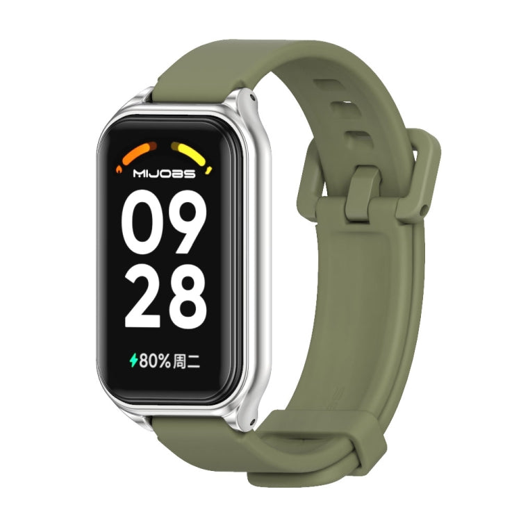 สายนาฬิกาซิลิโคน Mijobs Metal Shell, For Xiaomi Smart Band 8 Active / Redmi Band 2