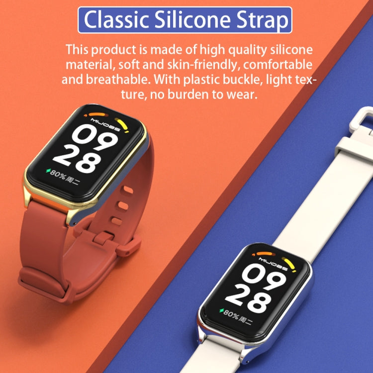 สายนาฬิกาซิลิโคน Mijobs Metal Shell, For Xiaomi Smart Band 8 Active / Redmi Band 2
