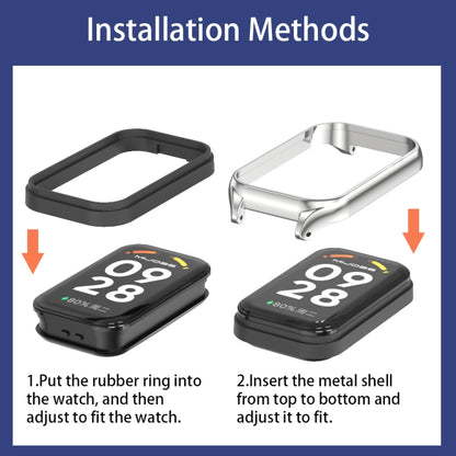 สายนาฬิกาซิลิโคน Mijobs Metal Shell, For Xiaomi Smart Band 8 Active / Redmi Band 2