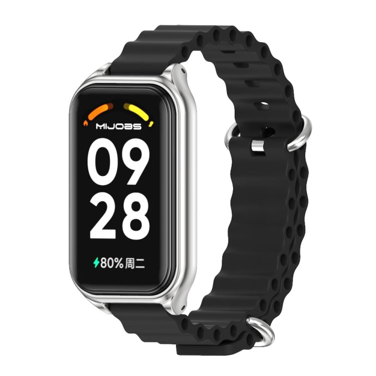 สายนาฬิกาซิลิโคน Mijobs Metal Shell Ocean, For Xiaomi Smart Band 8 Active / Redmi Band 2