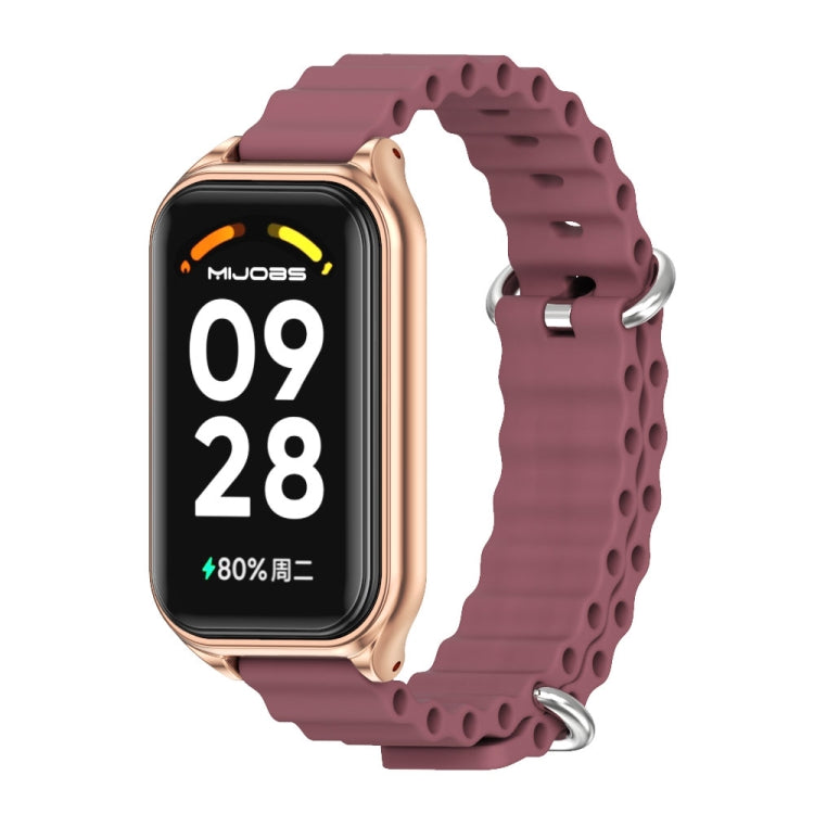 สายนาฬิกาซิลิโคน Mijobs Metal Shell Ocean, For Xiaomi Smart Band 8 Active / Redmi Band 2