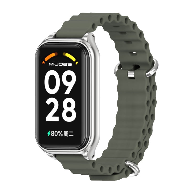 สายนาฬิกาซิลิโคน Mijobs Metal Shell Ocean, For Xiaomi Smart Band 8 Active / Redmi Band 2