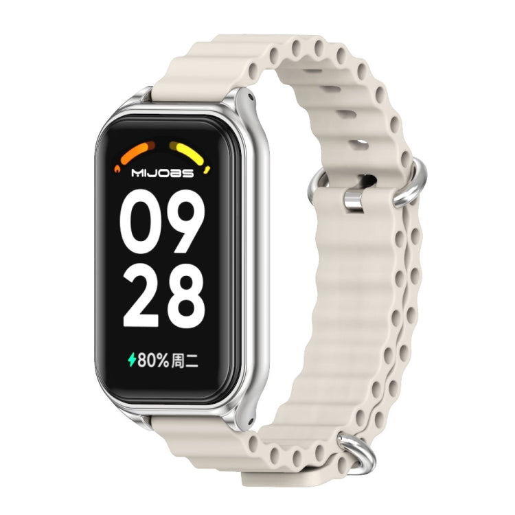 สายนาฬิกาซิลิโคน Mijobs Metal Shell Ocean, For Xiaomi Smart Band 8 Active / Redmi Band 2