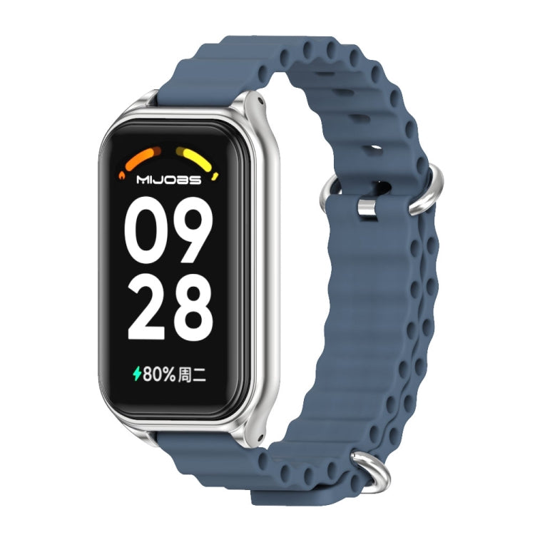 สายนาฬิกาซิลิโคน Mijobs Metal Shell Ocean, For Xiaomi Smart Band 8 Active / Redmi Band 2
