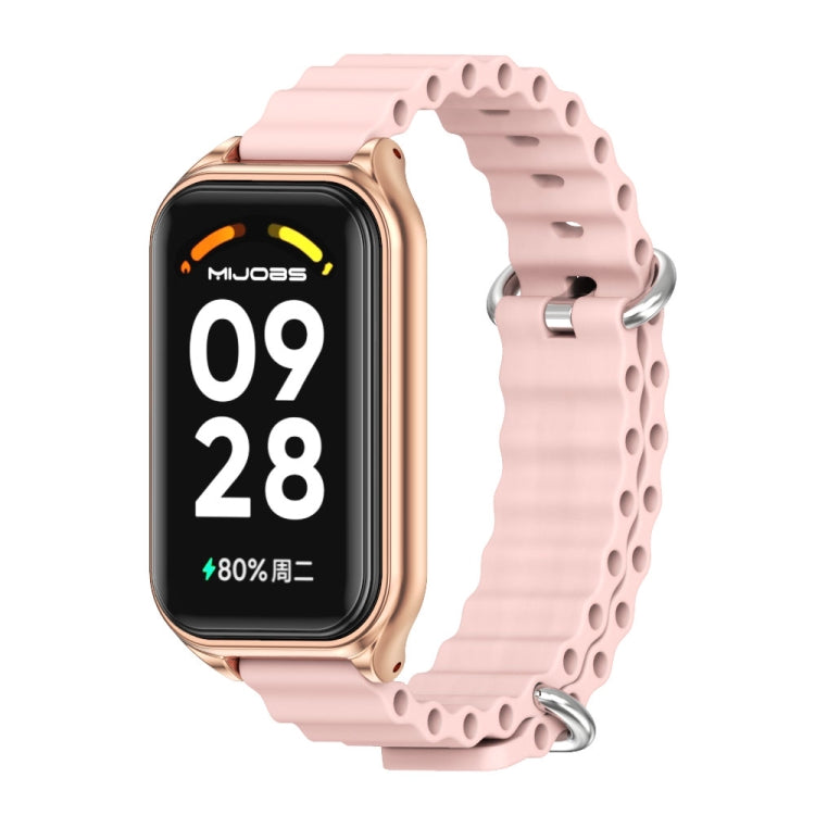 สายนาฬิกาซิลิโคน Mijobs Metal Shell Ocean, For Xiaomi Smart Band 8 Active / Redmi Band 2
