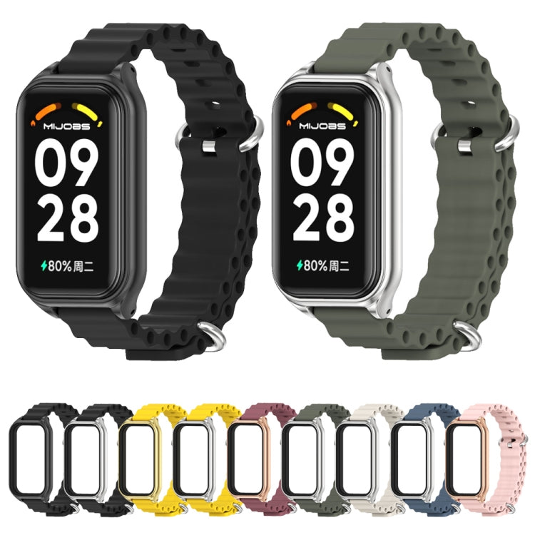 สายนาฬิกาซิลิโคน Mijobs Metal Shell Ocean, For Xiaomi Smart Band 8 Active / Redmi Band 2