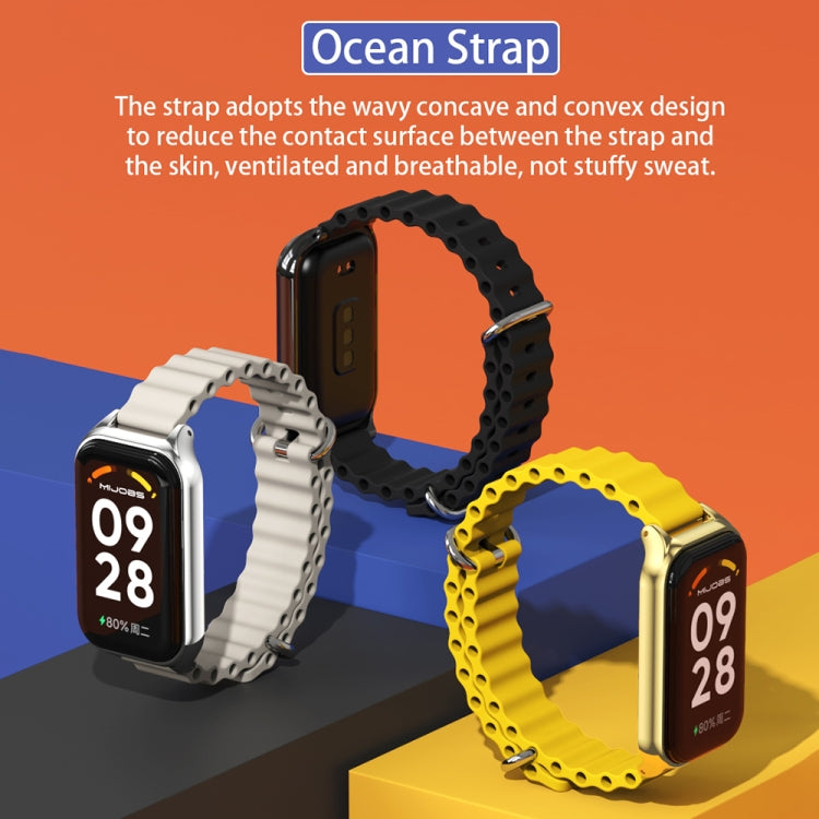 สายนาฬิกาซิลิโคน Mijobs Metal Shell Ocean, For Xiaomi Smart Band 8 Active / Redmi Band 2