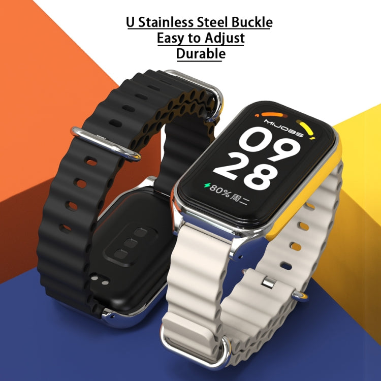 สายนาฬิกาซิลิโคน Mijobs Metal Shell Ocean, For Xiaomi Smart Band 8 Active / Redmi Band 2