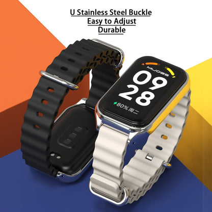 สายนาฬิกาซิลิโคน Mijobs Metal Shell Ocean, For Xiaomi Smart Band 8 Active / Redmi Band 2