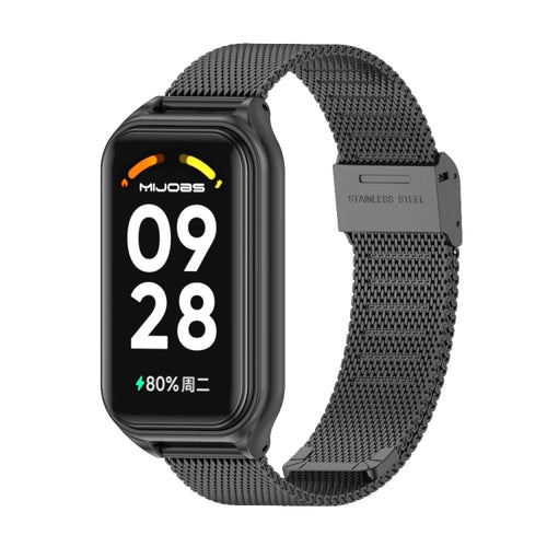 Mijobs Metal Shell + Milan Buckle สายนาฬิกาโลหะ, For Xiaomi Smart Band 8 Active / Redmi Band 2