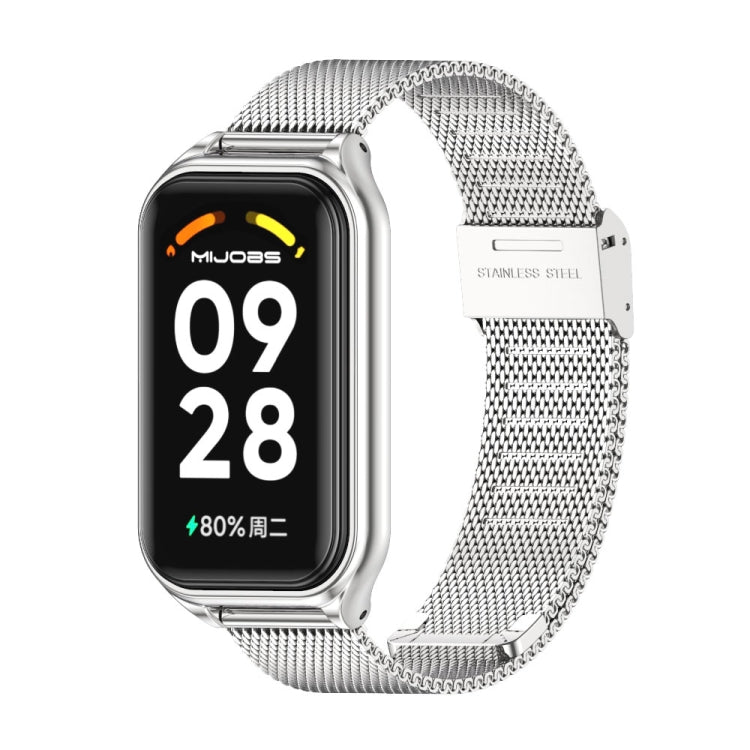 Mijobs Metal Shell + Milan Buckle สายนาฬิกาโลหะ, For Xiaomi Smart Band 8 Active / Redmi Band 2