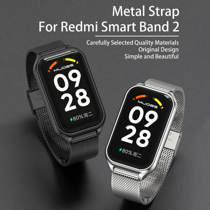 Mijobs Metal Shell + Milan Buckle สายนาฬิกาโลหะ, For Xiaomi Smart Band 8 Active / Redmi Band 2