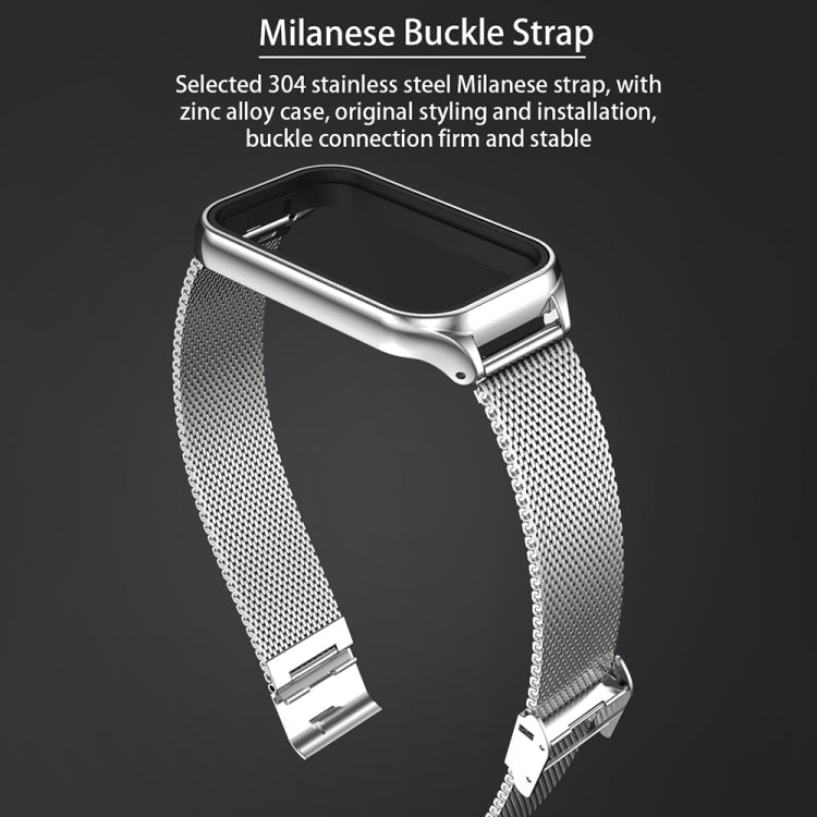 Mijobs Metal Shell + Milan Buckle สายนาฬิกาโลหะ, For Xiaomi Smart Band 8 Active / Redmi Band 2
