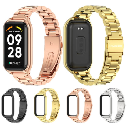 Mijobs Metal Shell + สายนาฬิกาสแตนเลสสามเม็ด, For Xiaomi Smart Band 8 Active / Redmi Band 2