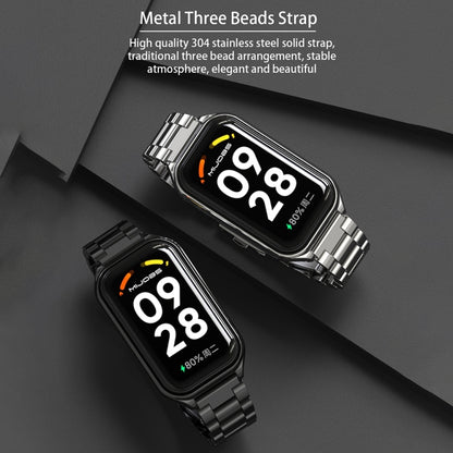 Mijobs Metal Shell + สายนาฬิกาสแตนเลสสามเม็ด, For Xiaomi Smart Band 8 Active / Redmi Band 2