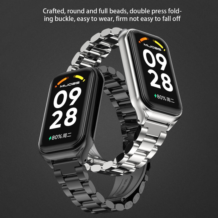 Mijobs Metal Shell + สายนาฬิกาสแตนเลสสามเม็ด, For Xiaomi Smart Band 8 Active / Redmi Band 2