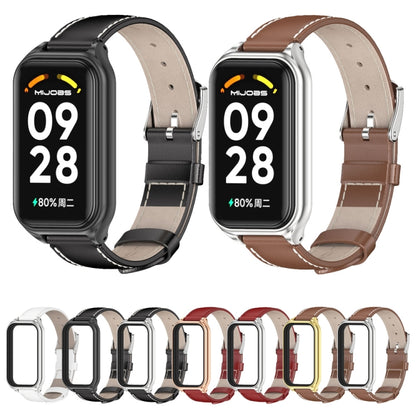 สายนาฬิกาหนังแท้ Mijobs Metal Shell, For Xiaomi Smart Band 8 Active / Redmi Band 2