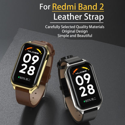 สายนาฬิกาหนังแท้ Mijobs Metal Shell, For Xiaomi Smart Band 8 Active / Redmi Band 2